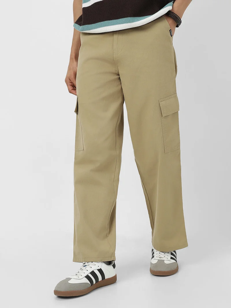 Urbano Fashion  Urbano Fashion Men's Light Olive Loose Baggy Fit Solid Cargo Chino Pant with 6 Pockets Non-Stretchable for Men | Best Price UAE